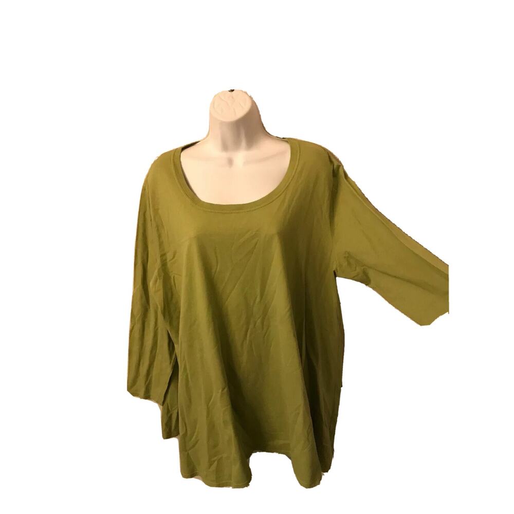 EUC TEXTURES Women's Oversize Sze 1 green/yellow Cotton tunic Top Lagenlook